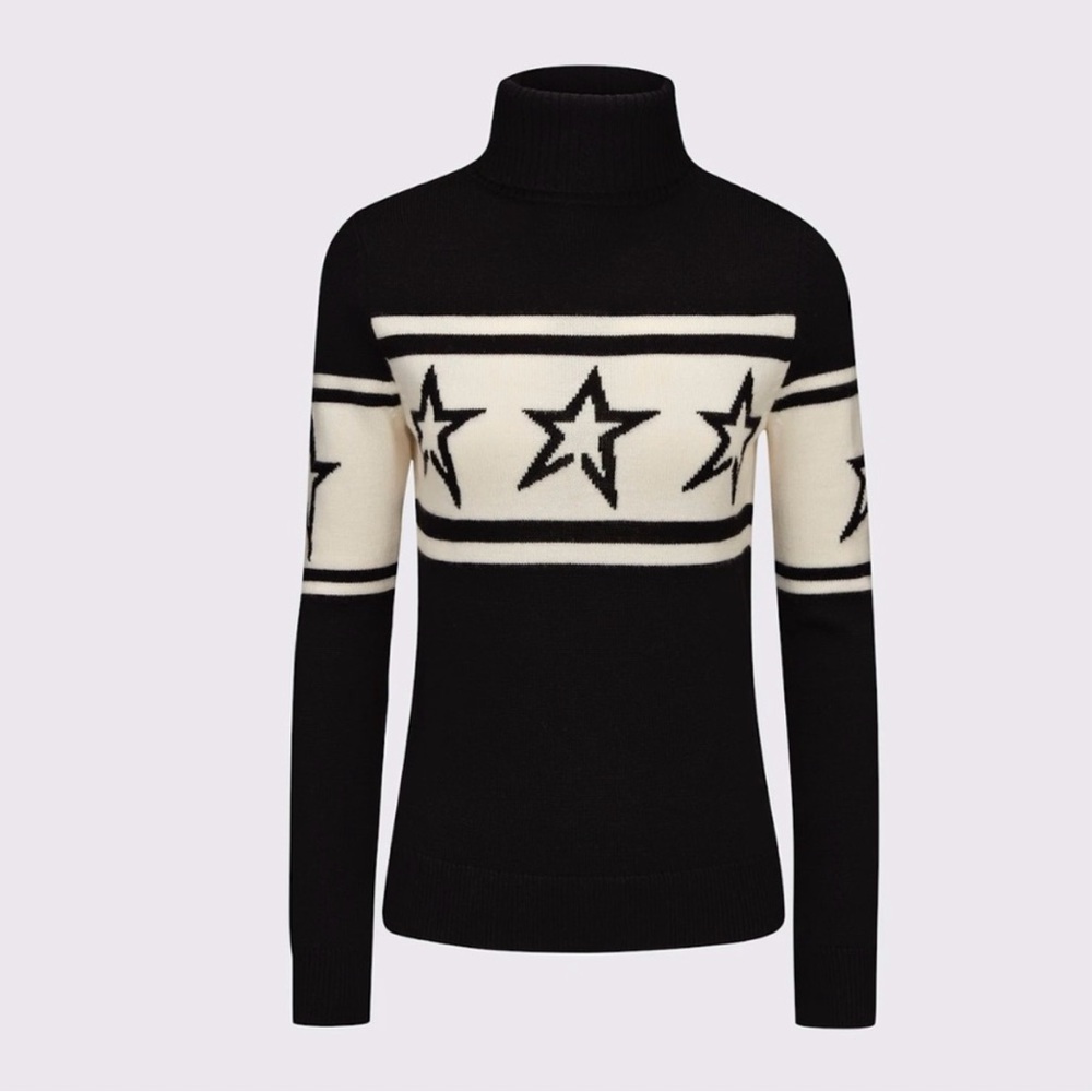 NWT perfect moment chopper turtleneck merino wool sweater in black/white